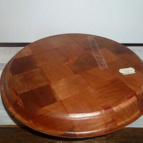 Home Master Two Ornate Vintage Woven Wood Bowl & Circle Tray Set - Picture 4 of 5